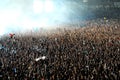 Crowd of people raising their hands at a concert Royalty Free Stock Photo